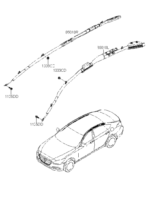 2015 Hyundai Genesis Right Hand Curtain Air Bag Module Diagram for 85020-B1000