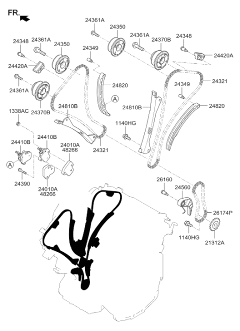 2016 Hyundai Genesis Guide Assembly-Timing Chain Diagram for 24810-3CGA2