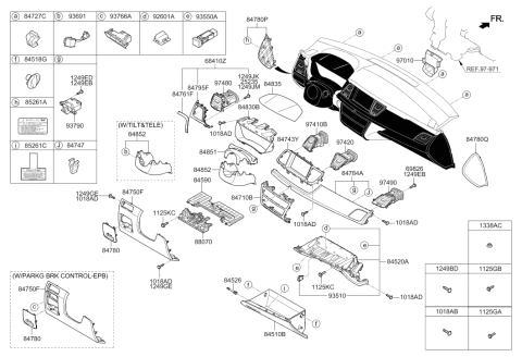 2016 Hyundai Genesis Steering Column Lower Shroud Diagram for 84852-B1000-RNB