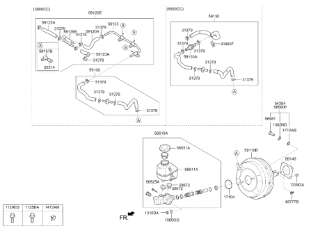 2014 Hyundai Genesis Brake Booster Assembly Diagram for 59110-B1000