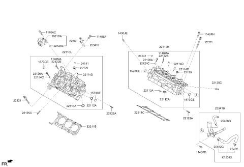 2015 Hyundai Genesis Hanger-Engine,Center Diagram for 22341-3CGB0