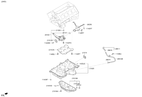 2015 Hyundai Genesis Belt Cover & Oil Pan Diagram 4