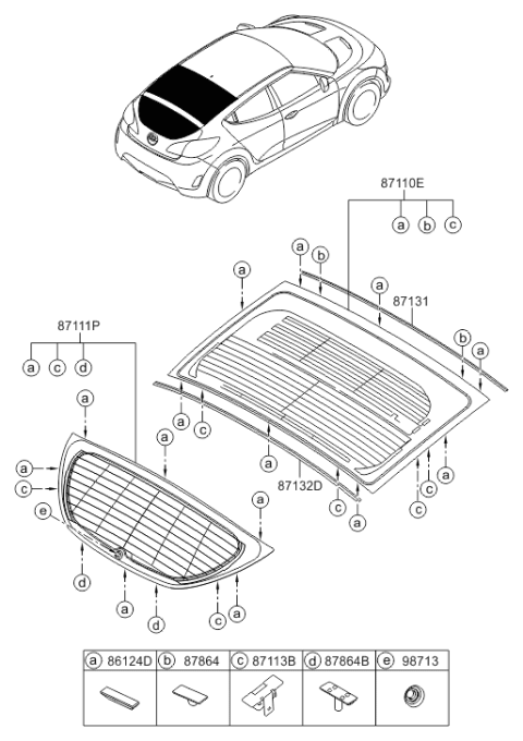 2016 Hyundai Veloster Terminal-Rear Window Glass Defogger Diagram for 87116-2L000