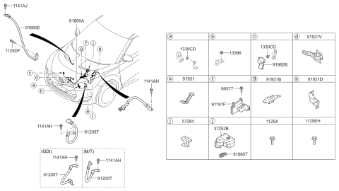 2015 Hyundai Veloster Wiring Assembly Battery (+) Diagram for 91855-2V042