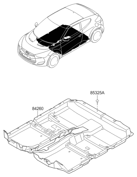 2016 Hyundai Veloster Carpet Assembly Floor Diagram for 84260-2V231-RY