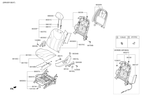 2016 Hyundai Veloster Front Driver Seat Cushion Assembly Diagram for 88100-2V052-SR5