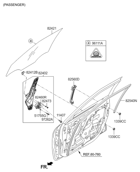 2015 Hyundai Veloster Front Door Window Regulator & Glass Diagram 2