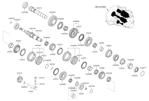 2015 Hyundai Veloster Gear-3RD Speed Output Diagram for 43263-23216