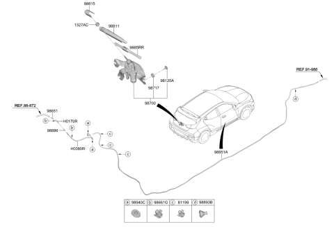 2019 Hyundai Veloster N Rear Wiper Arm Diagram for 98811-J3000