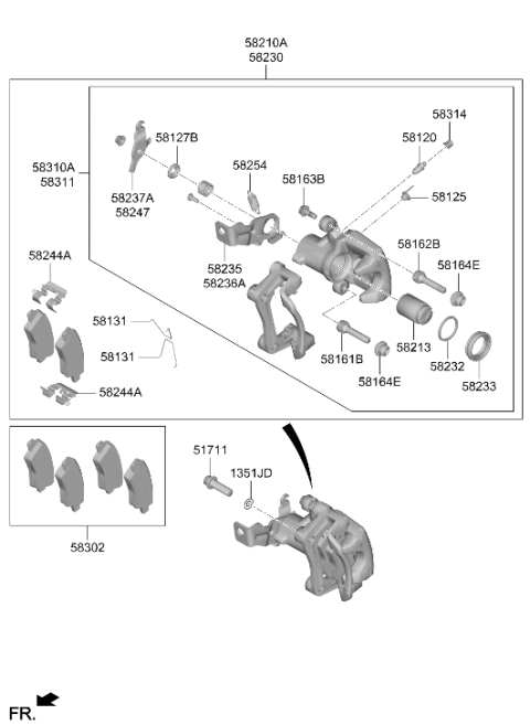 2020 Hyundai Veloster N Pad Spring Diagram for 58244-S0500