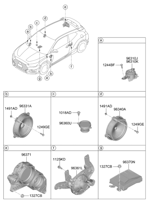 2021 Hyundai Veloster N External Amp Assembly Diagram for 96370-J3100
