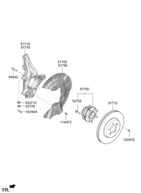 2022 Hyundai Veloster N Front Axle Knuckle Right Hand Diagram for 51711-K9000