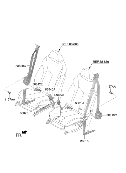 2022 Hyundai Veloster N Front Left Seat Belt Assembly Diagram for 88810-K9500-UBN