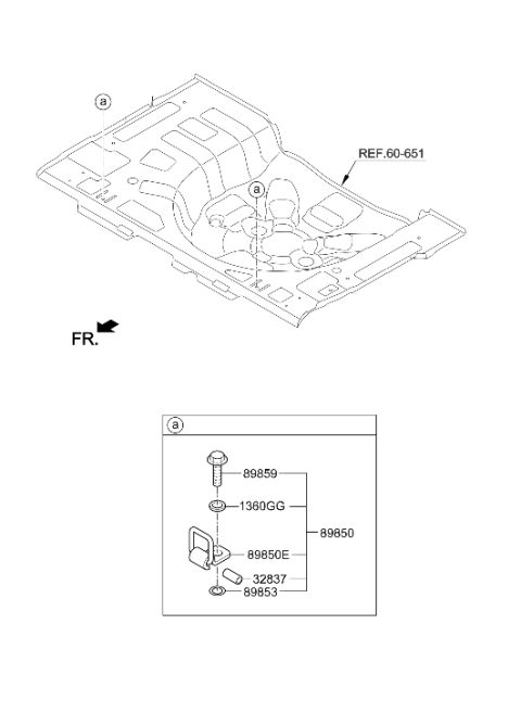 2019 Hyundai Veloster N Child Rest Hook Holder Assembly Diagram for 89891-1P000