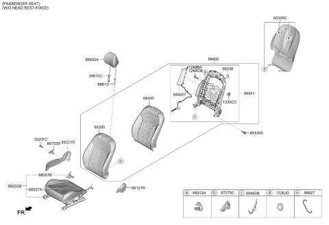 2022 Hyundai Veloster N Front Seat Recliner Knob Right Hand Diagram for 88294-J3000-NNB