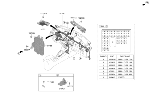 2019 Hyundai Veloster N Instrument Panel Junction Box Assembly Diagram for 91950-K9050