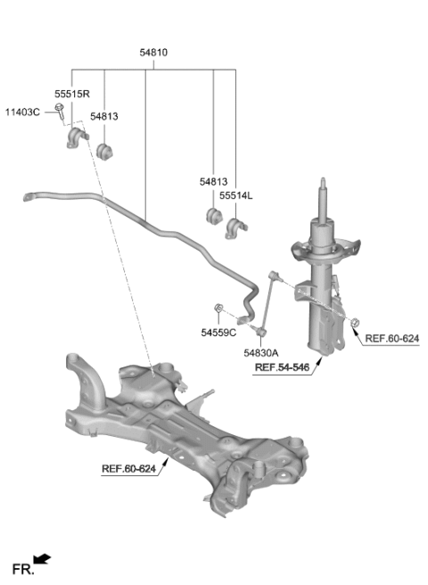2021 Hyundai Veloster N Front Stabilizer Bar Assembly Diagram for 54810-K9200