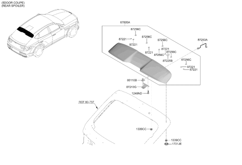 2026 Hyundai Genesis GV80 Roof Garnish & Rear Spoiler Diagram 4
