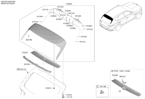 2026 Hyundai Genesis GV80 Roof Garnish & Rear Spoiler Diagram 3
