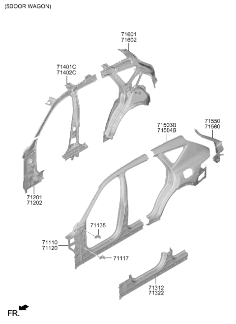 2025 Hyundai Genesis GV80 BRACKET ASSY-FENDER MTG,UPR Diagram for 71135-2J000
