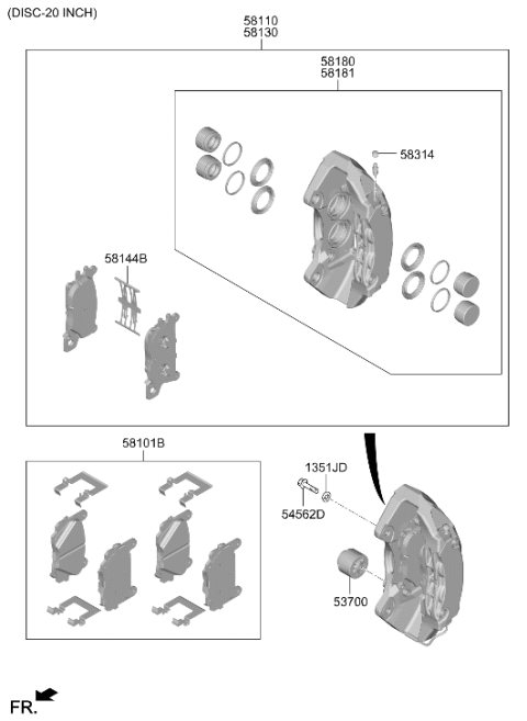 2026 Hyundai Genesis GV80 Front Wheel Brake Diagram 2