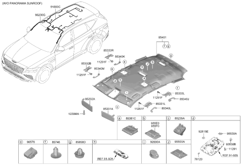 2026 Hyundai Genesis GV80 CLIP-ROOM LAMP MTG Diagram for 92830-T1000