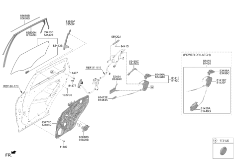 2026 Hyundai Genesis GV80 Grip Cap-Door Glass Diagram for 82413-2W000
