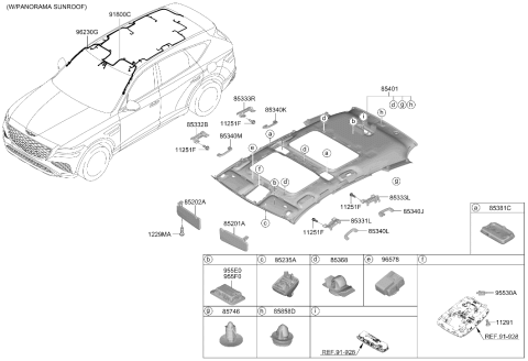 2026 Hyundai Genesis GV80 Sunvisor & Head Lining Diagram 2