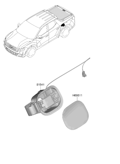 2026 Hyundai Santa Cruz Fuel Filler Door Panel Assembly Diagram for 69511-K5000