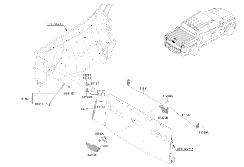 2025 Hyundai Santa Cruz SWITCH ASSY-TAIL GATE Diagram for 81821-K5500