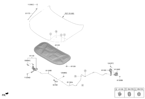 2026 Hyundai Santa Cruz CABLE ASSY-HOOD LATCH RELEASE Diagram for 81190-K5000