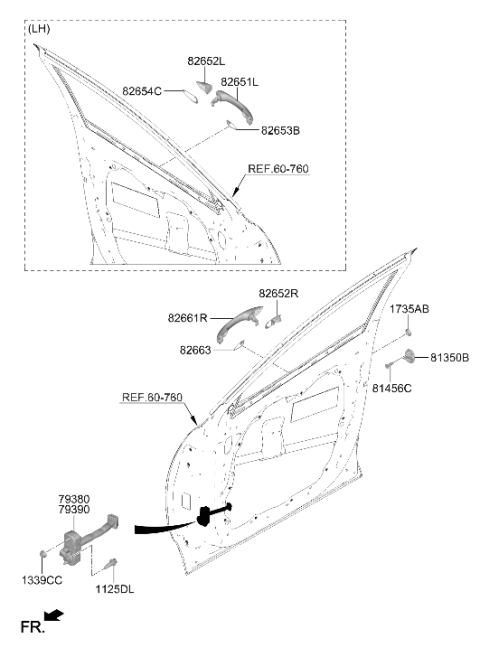 2026 Hyundai Santa Cruz COVER-FR DR O/S HDL LH Diagram for 82652-CW100