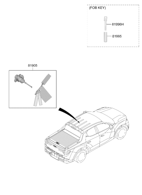 2025 Hyundai Santa Cruz Lock Key & Cylinder Set Diagram for 81905-K5520
