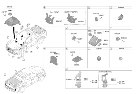 2025 Hyundai Santa Cruz Front Radar Unit Assembly Diagram for 99110-K5500