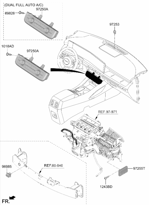 2025 Hyundai Santa Cruz Heater Control Assembly Diagram for 97250-K5590-LS5