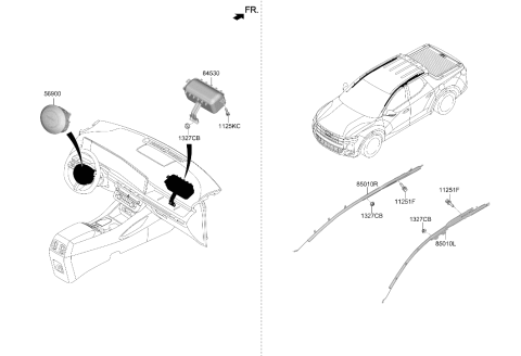 2026 Hyundai Santa Cruz Steering Wheel Air Bag Module Assembly Diagram for 80100-CWBA0-NNB