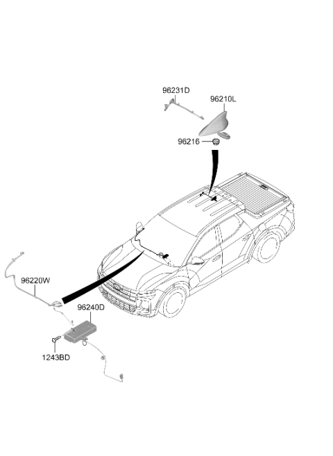 2025 Hyundai Santa Cruz Antenna Assembly Wireless Diagram for 96240-CW100