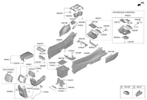 2025 Hyundai Santa Cruz Console Tray Mat Diagram for 84631-CW500-NNB