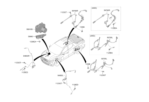 2026 Hyundai Santa Cruz Hydraulic Unit Assembly Diagram for 58910-K5800