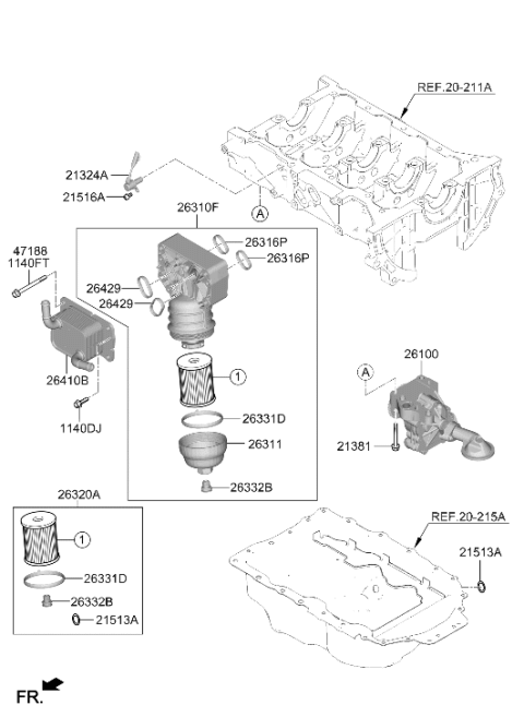 2026 Hyundai Santa Cruz Oil Pressure Control Valve Diagram for 21370-2S100