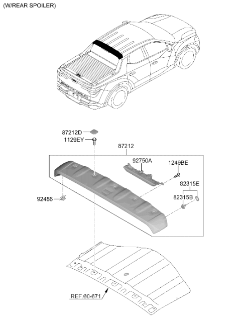 2026 Hyundai Santa Cruz Roof Garnish & Rear Spoiler Diagram 3