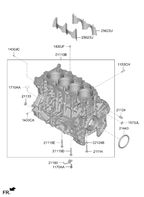 2026 Hyundai Santa Cruz BLOCK SUB ASSY-CYLINDER Diagram for 21110-2S600