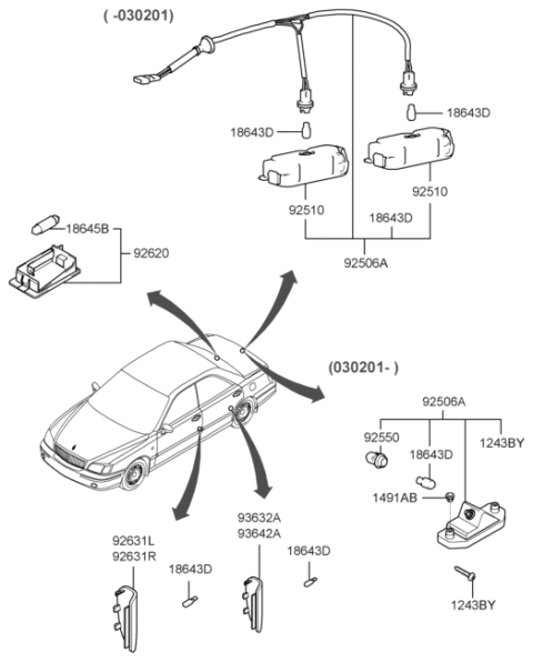 2003 Hyundai XG350 Holder Assembly Diagram for 92550-25000