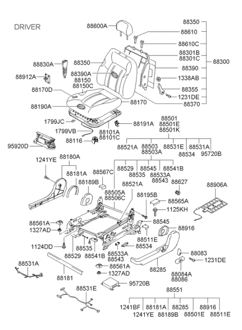 2002 Hyundai XG350 Clip Diagram for 88912-38760