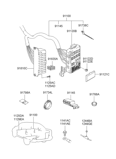 2004 Hyundai XG350 Protector-Cowl Side,LH Diagram for 91734-39000