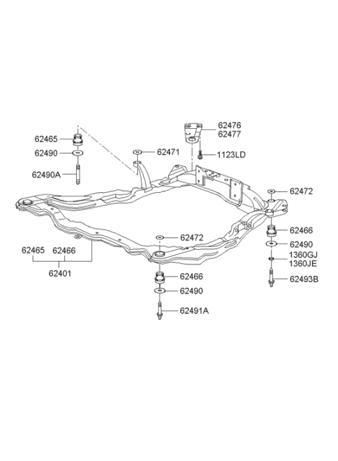 2003 Hyundai XG350 Crossmember Complete Diagram for 62405-39002