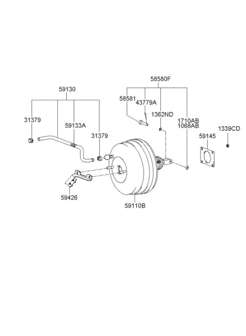 2004 Hyundai XG350 Brake Booster Assembly Diagram for 59110-38306