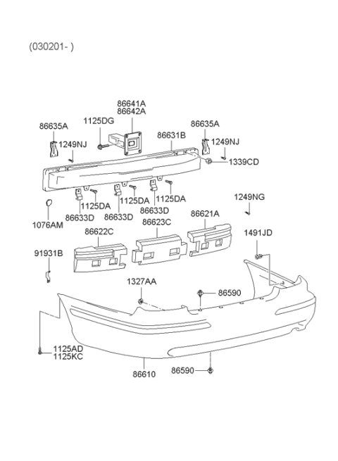 2000 Hyundai XG300 Rear Bumper Diagram 2