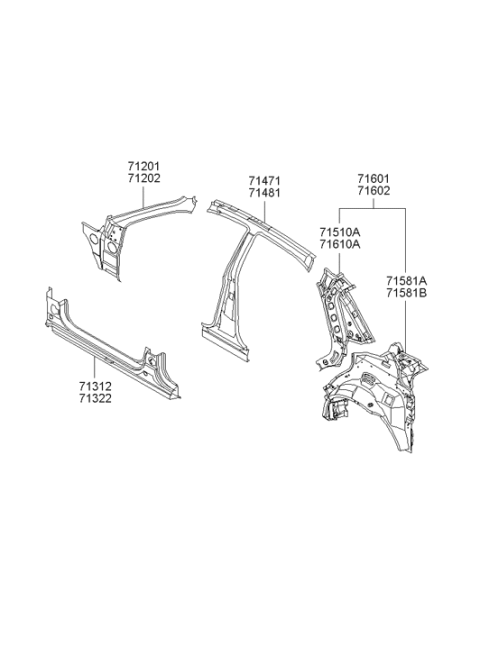 2000 Hyundai XG300 Side Body Panel Diagram 2