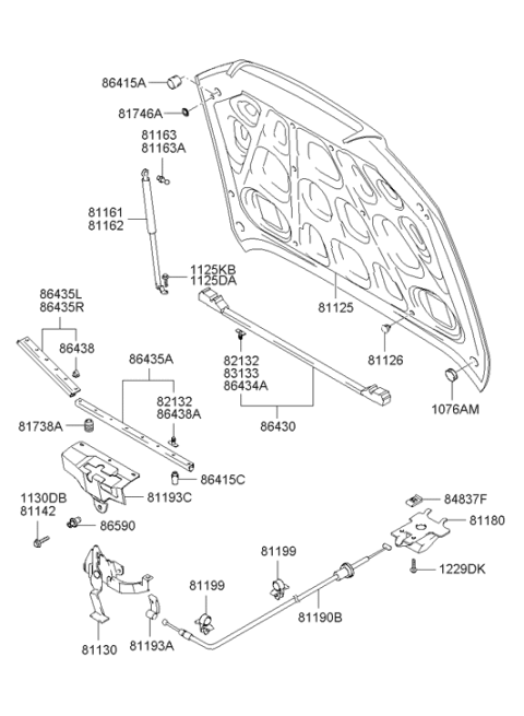 2002 Hyundai XG350 Protector-Hood Cable Diagram for 81193-37000